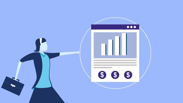 businesswoman worker with statistics template