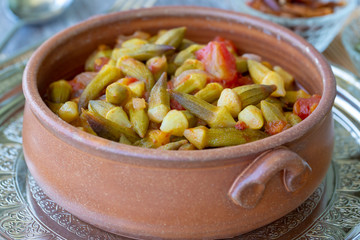 Traditional delicious Turkish food; okra (bamya)