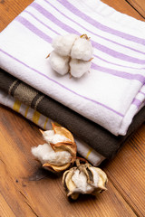 Soft natural fiber kitchen and bed textile made from organic cotton bolls