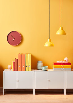 Design of cabinet with bright folders in office