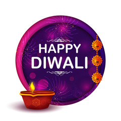 illustration of burning diya on happy Diwali Holiday background for light festival of India