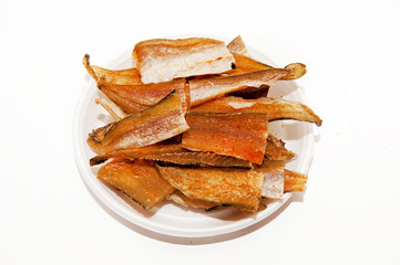 Fish snacks for beer on a plate