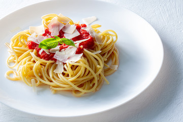 Italian tagliatelle with tomatoes