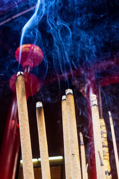 Incense Spirals In A Chinese Temple
