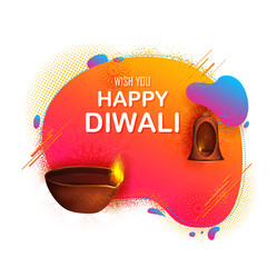 illustration of burning diya on happy Diwali Holiday background for light festival of India