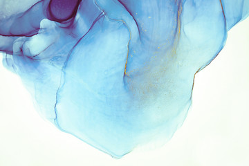 Alcohol ink. Artistic bright splash. Liquid artwork. Purple marble texture. Abstract ethereal swirl. Contemporary art. Abstract art background. Multicolored bright texture. Sophisticated illustration.