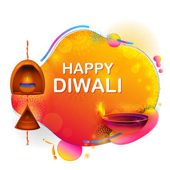 illustration of burning diya on happy Diwali Holiday background for light festival of India