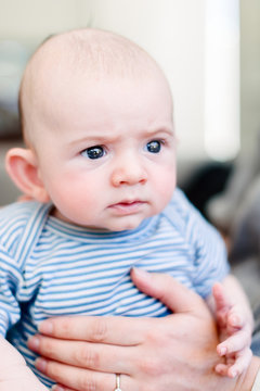 Baby with a quizzical worried expression
