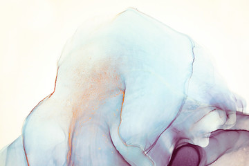 Alcohol ink. Artistic bright splash. Liquid artwork. Purple marble texture. Abstract ethereal swirl. Contemporary art. Abstract art background. Multicolored bright texture. Sophisticated illustration.