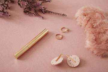Pink and golden accessories