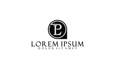 Fototapeta premium Initial letter LP or PL logo template with classical pin location in flat design monogram illustration