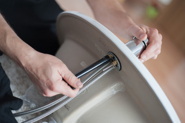 installation of sink in the bathroom,