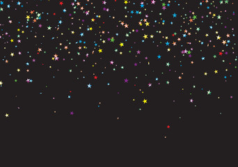 Festive vector template with colored confetti on black background