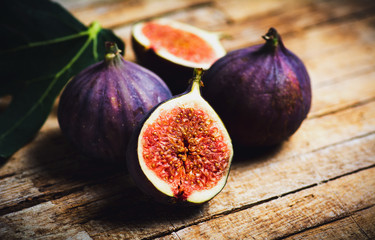 Fresh figs on a wooden table