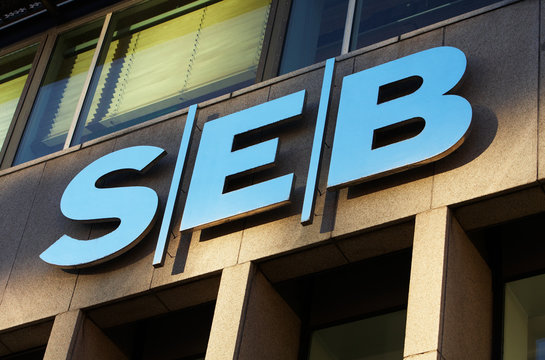Stockholm, Sweden - September 5, 2012:  SEB Group bank office at Sveavagen / Hamngatan at Sergel's Square in Stockholm, Sweden