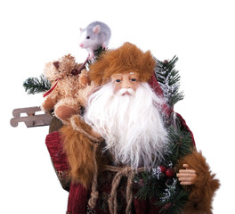 Santa Claus with a little rat on his shoulder