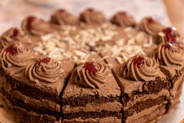 Schokosahnetorte/ Sahnetorte /  leckere Schokosahne mit Mandelsplittern / Schokotorte