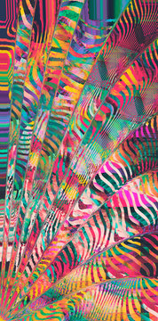 Psychedelic abstract palm collage