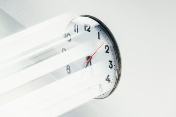 Analog clock on white wall