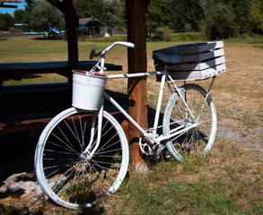 Fototapeta na wymiar Retro bike next in countryside