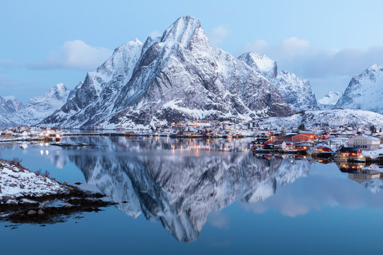 Beautiful mountain reflected in the sea