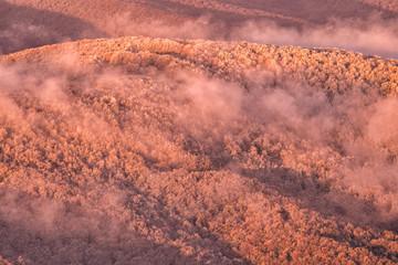 Splendis sunrise in the mountains. Bieszczady Mountains. Poland