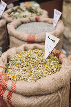 Herbs for sale on an oriental market
