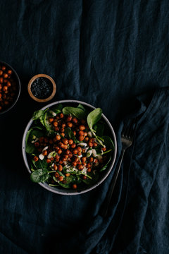 Spicy chickpeas with baby spinach