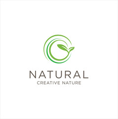 Circle Organic Leaf Logo Designs Inspiration . Circle Leave Nature Logo Design Template	
