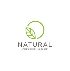 Circle Organic Leaf Logo Designs Inspiration. Round Leave Nature Logo Design Template	