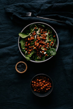 Spicy chickpeas with baby spinach