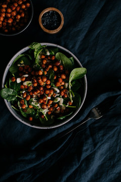 Spicy chickpeas with baby spinach