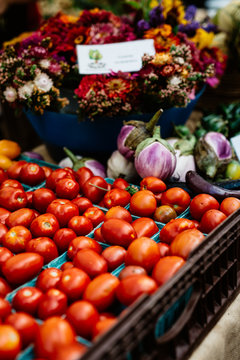 Fresh produce at a farmers market