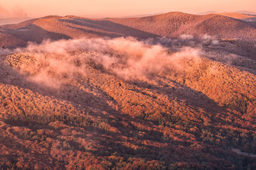 Naklejka premium Splendis sunrise in the mountains. Bieszczady Mountains. Poland