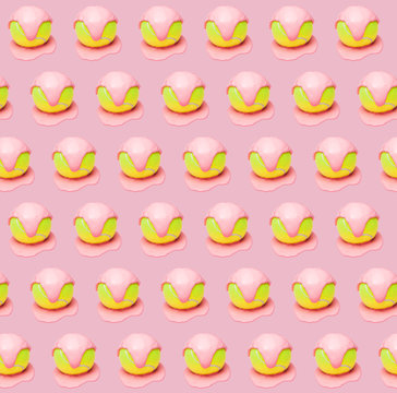 Tennis Ball in Pink Puddle on Pink