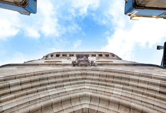Low angle view of stone arch, Bordeaux, France