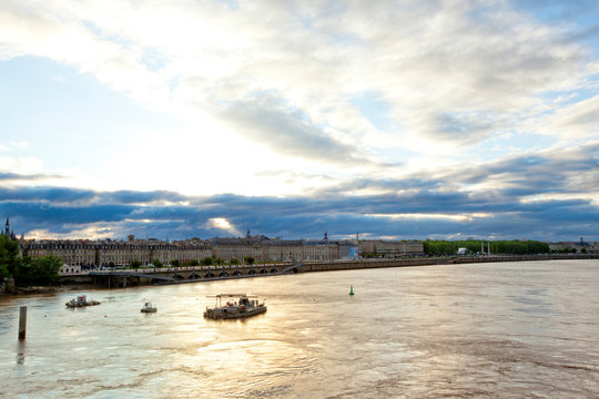 The Garonne river from the Pont de Pierre, Bordeaux, France