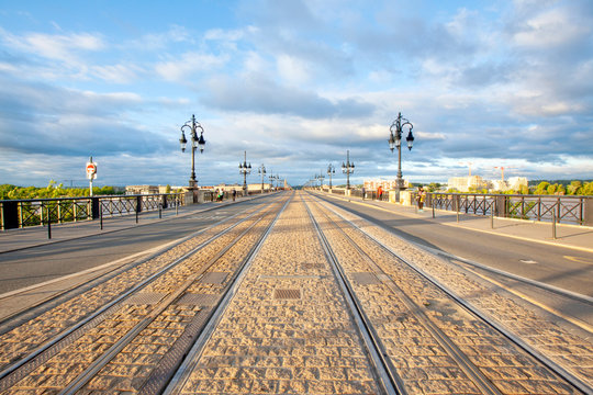 The Pont de Pierre, or stone bridge in Bordeaux, France