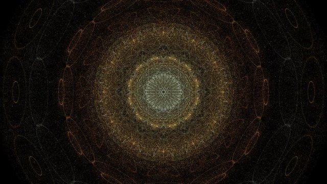 Slowly evolving kaleidoscope effect evolves then fades to black