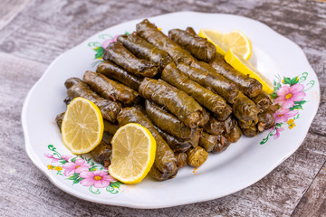 Turkish foods; stuffed leaves (yaprak sarmasi)