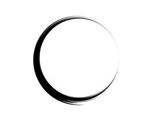 Grunge circle made of black paint.Grunge circle made for marking.Isolated black circle made with art brush.