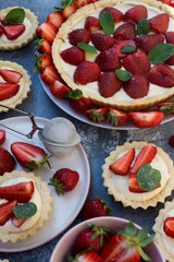 Cake with sliced strawberries