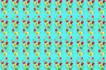 Creative food pattern done with summer vegetables