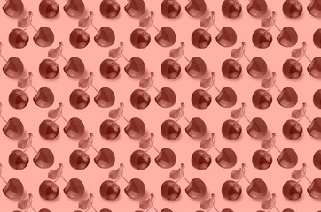 Fresh cherry fruits pattern on colorful background