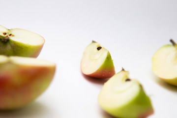  Freshly cut lemon. Sliced ​​lemon on white background.
