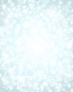 Christmas blue glitter lights background of bright glow magic bokeh and place for text vector illustration