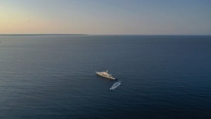 Wonderful aerial photography of yatch, in Portals