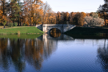 Gatchina, Russia - autumn landscape in the Gatchina park