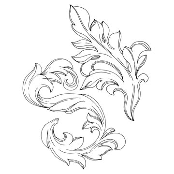 Vector Golden monogram floral ornament. Black and white engraved ink art. Isolated monograms illustration element.