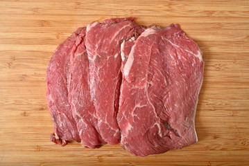 Thin sliced beef steaks